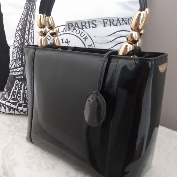 *Sold* Authentic Christian Dior Maris Pearl Black Patent Leather handbag - Picture 1 of 14